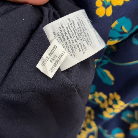 J. CREW Golden Floral Wrap Dress 365 Crepe Blue Yellow {PP39} - Picture 8 of 8